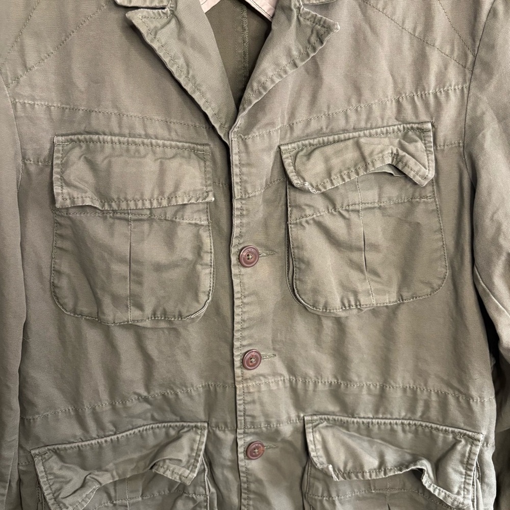 American Eagle Men's Vintage Olive Green Field Jacket Army Military Y2K Chore - Picture 8 of 14